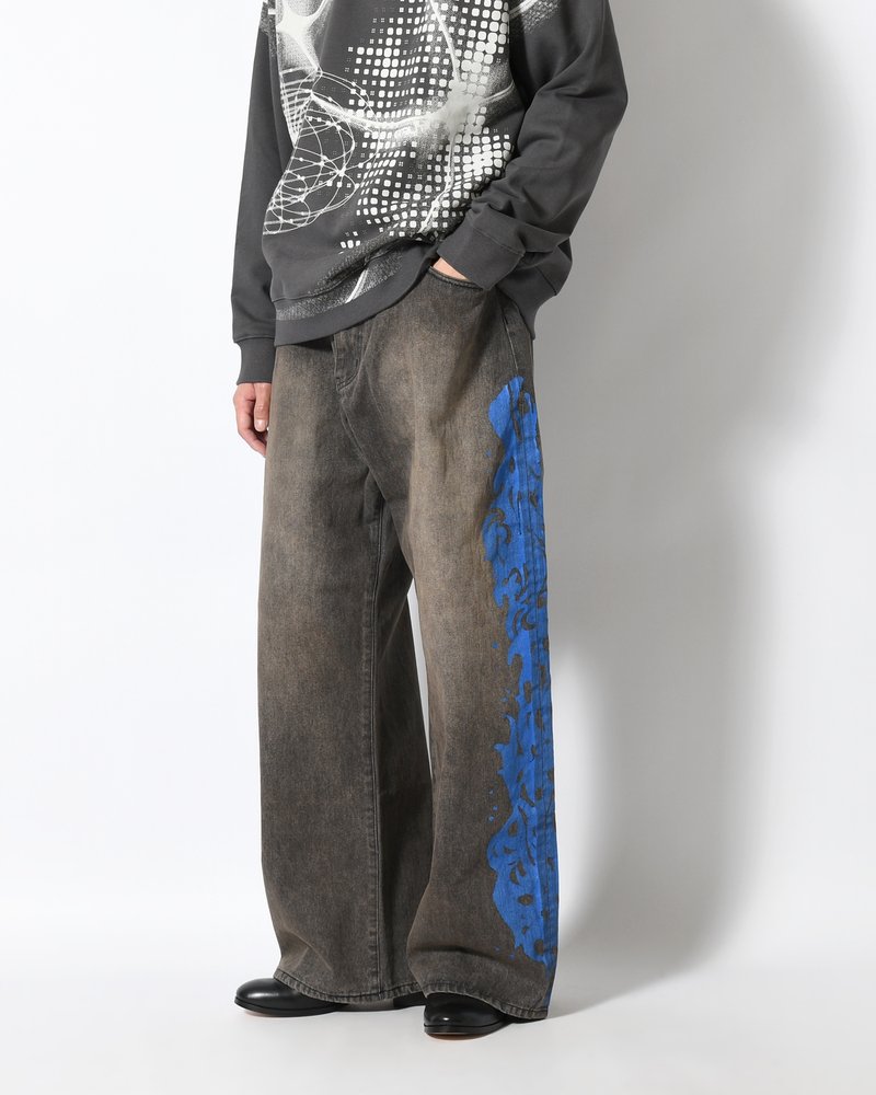 5POCKET DENIM BAGGY TROUSER -BLACK-