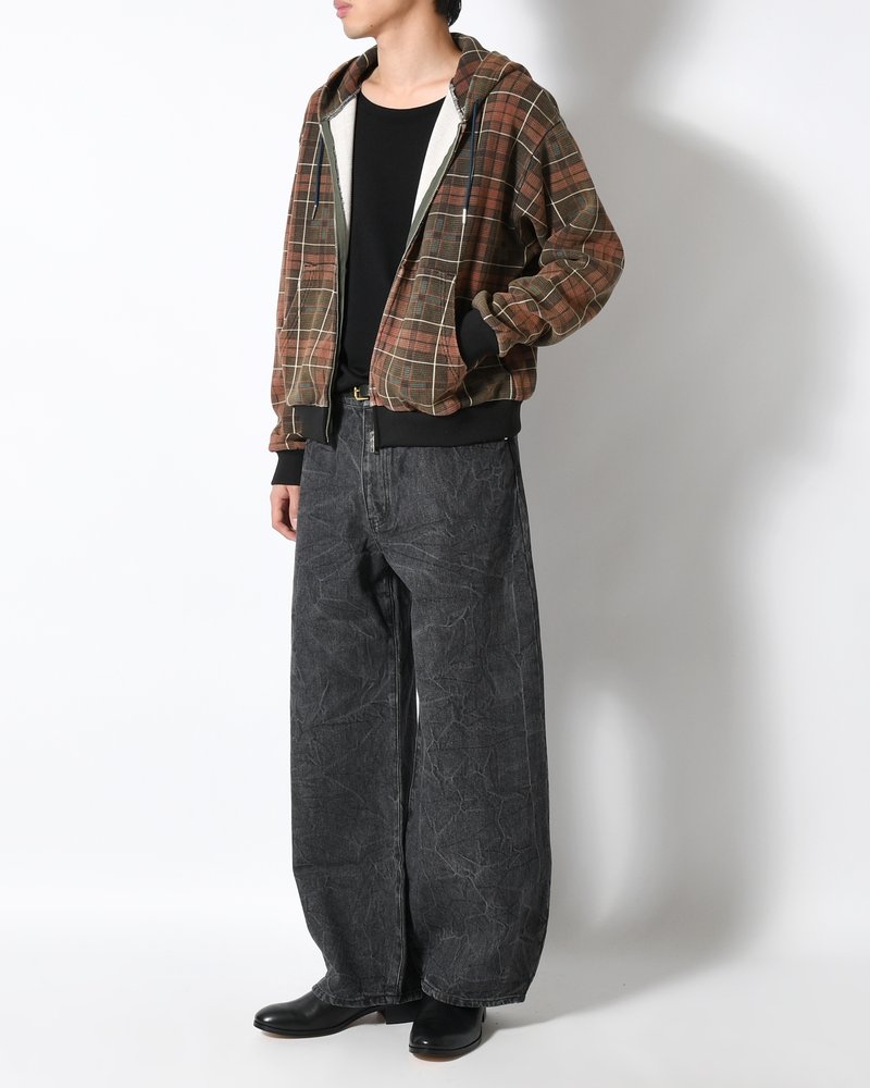 DENIM BALLOON TROUSER(WASHED) -BLACK-