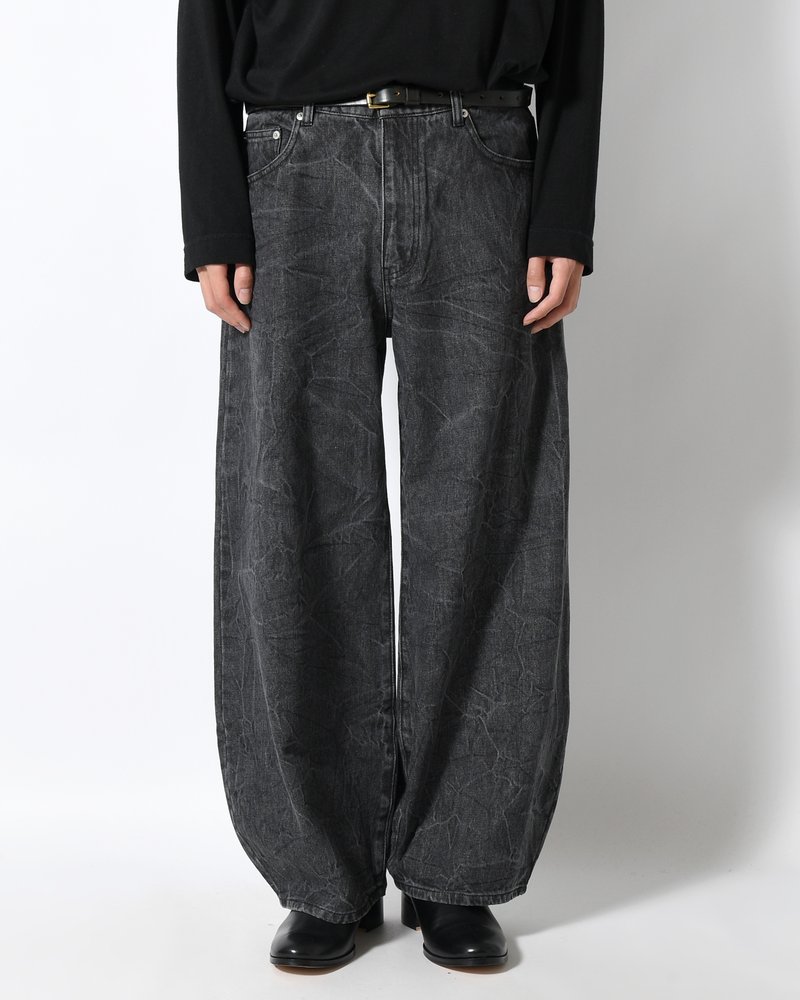 DENIM BALLOON TROUSER(WASHED) -BLACK-