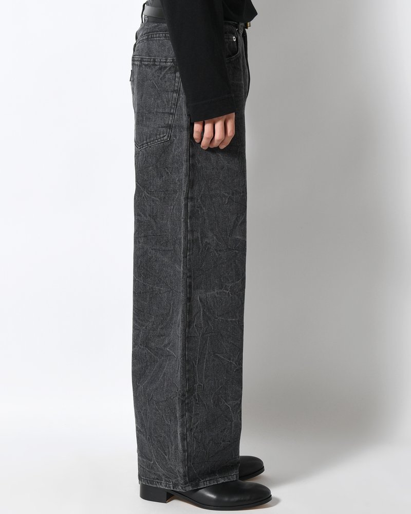 DENIM BALLOON TROUSER(WASHED) -BLACK-