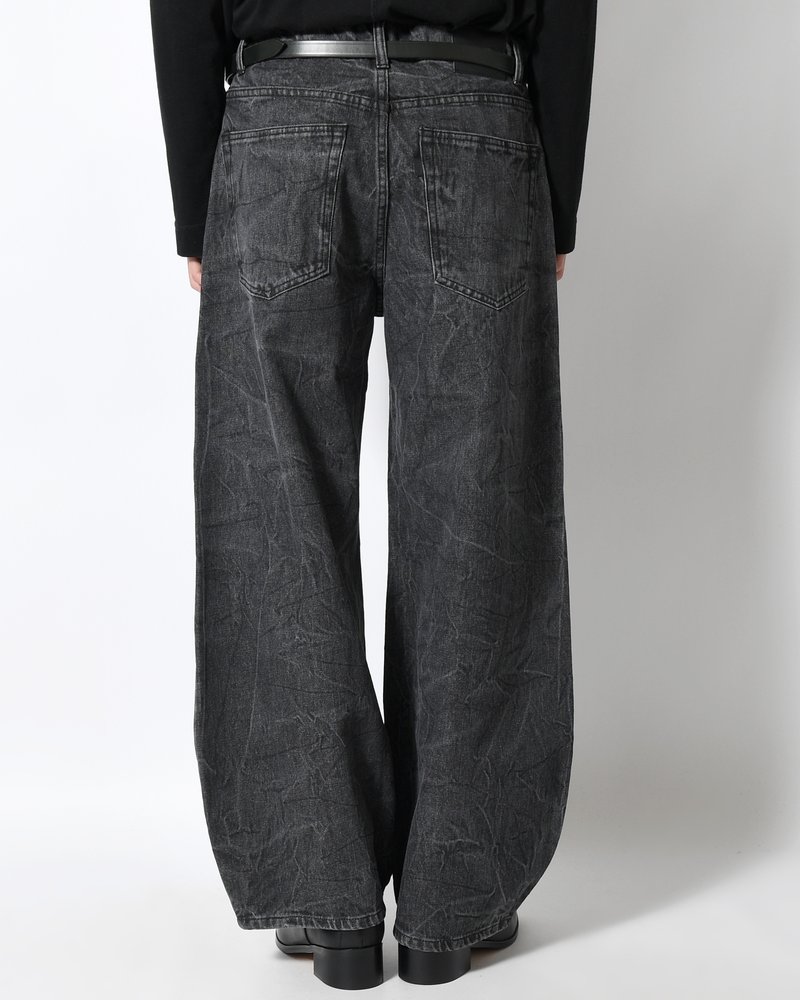 DENIM BALLOON TROUSER(WASHED) -BLACK-