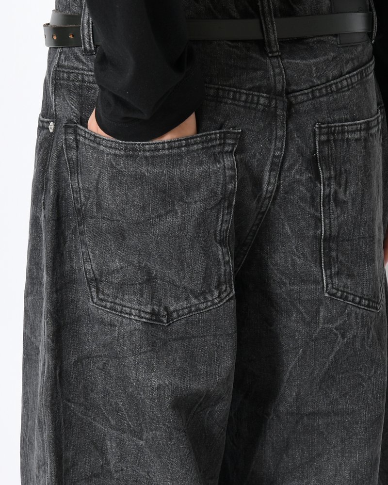 DENIM BALLOON TROUSER(WASHED) -BLACK-