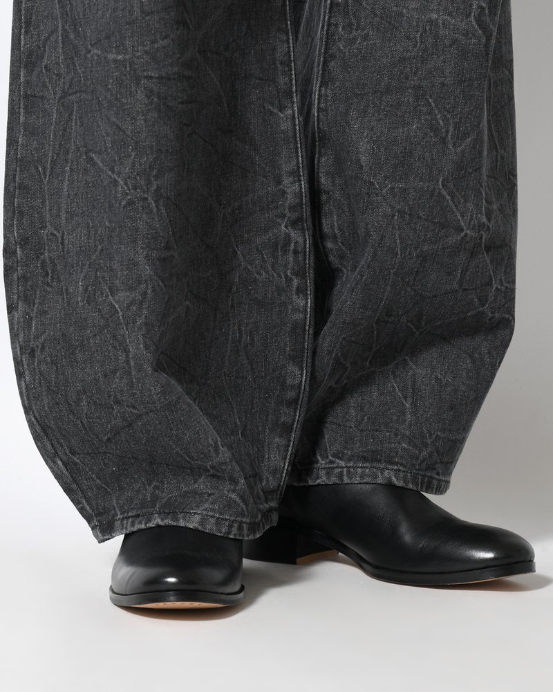 DENIM BALLOON TROUSER(WASHED) -BLACK-