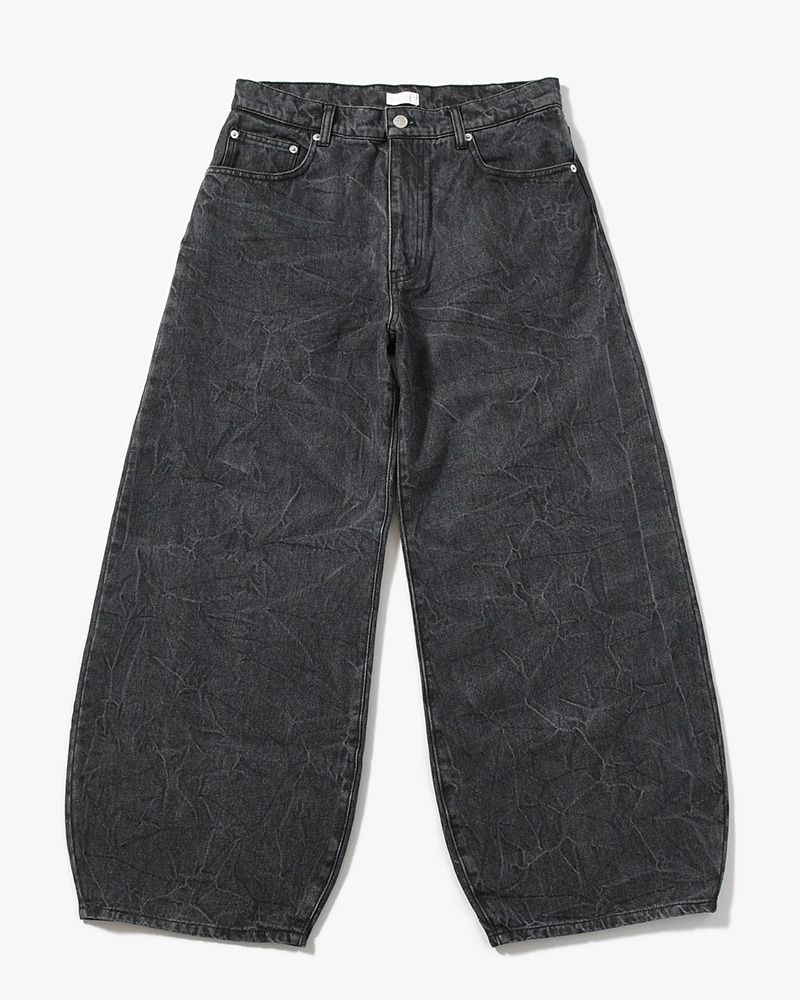 DENIM BALLOON TROUSER(WASHED) -BLACK-