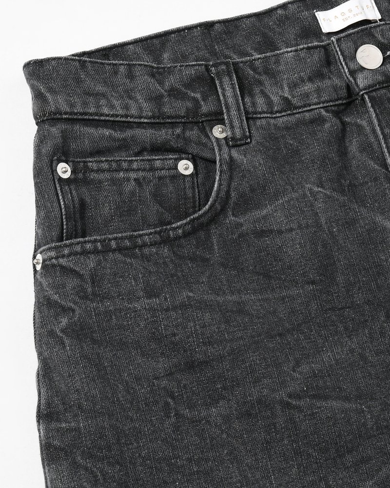 DENIM BALLOON TROUSER(WASHED) -BLACK-