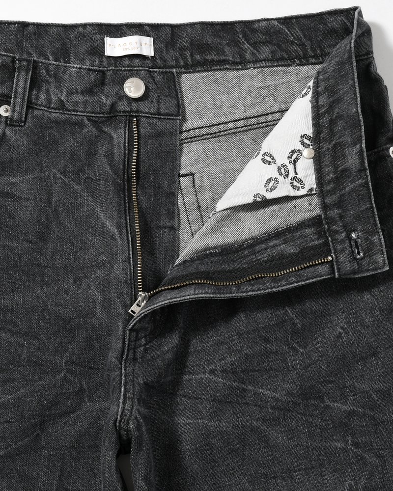 DENIM BALLOON TROUSER(WASHED) -BLACK-