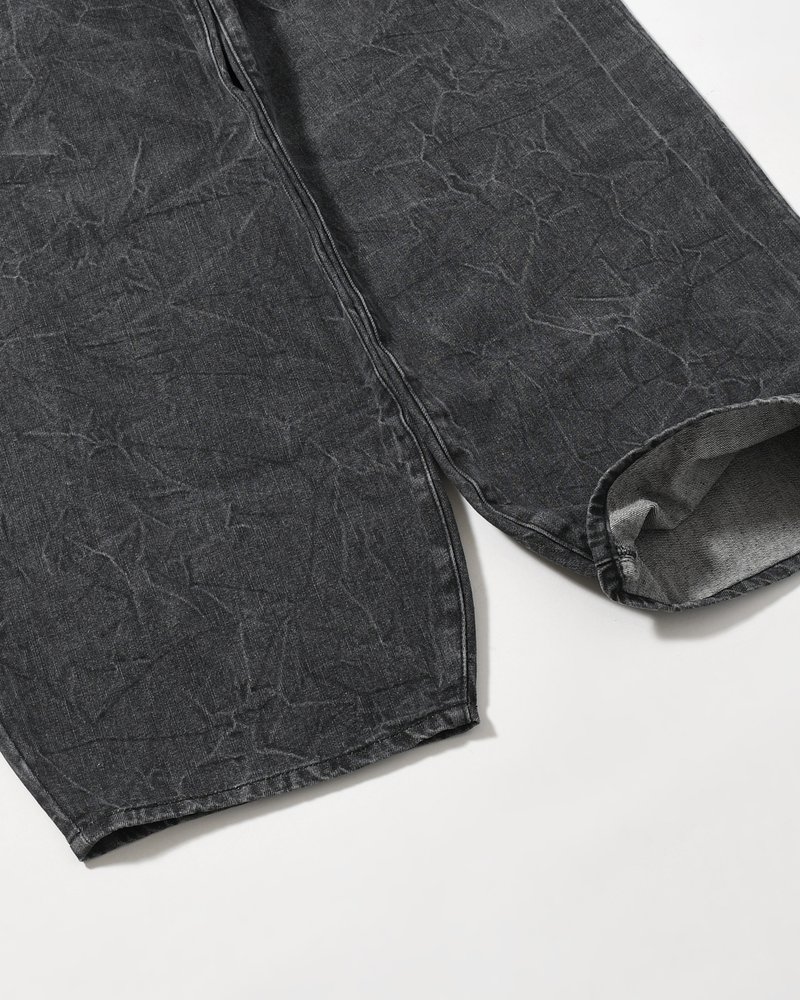 DENIM BALLOON TROUSER(WASHED) -BLACK-