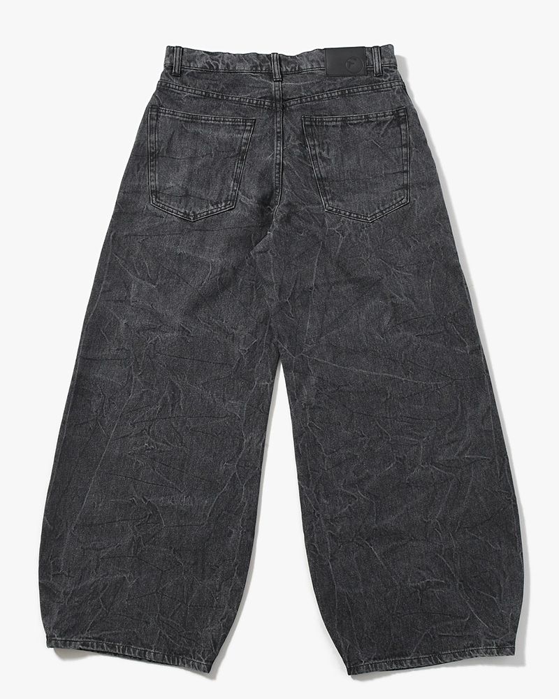 DENIM BALLOON TROUSER(WASHED) -BLACK-