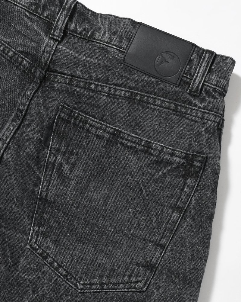 DENIM BALLOON TROUSER(WASHED) -BLACK-
