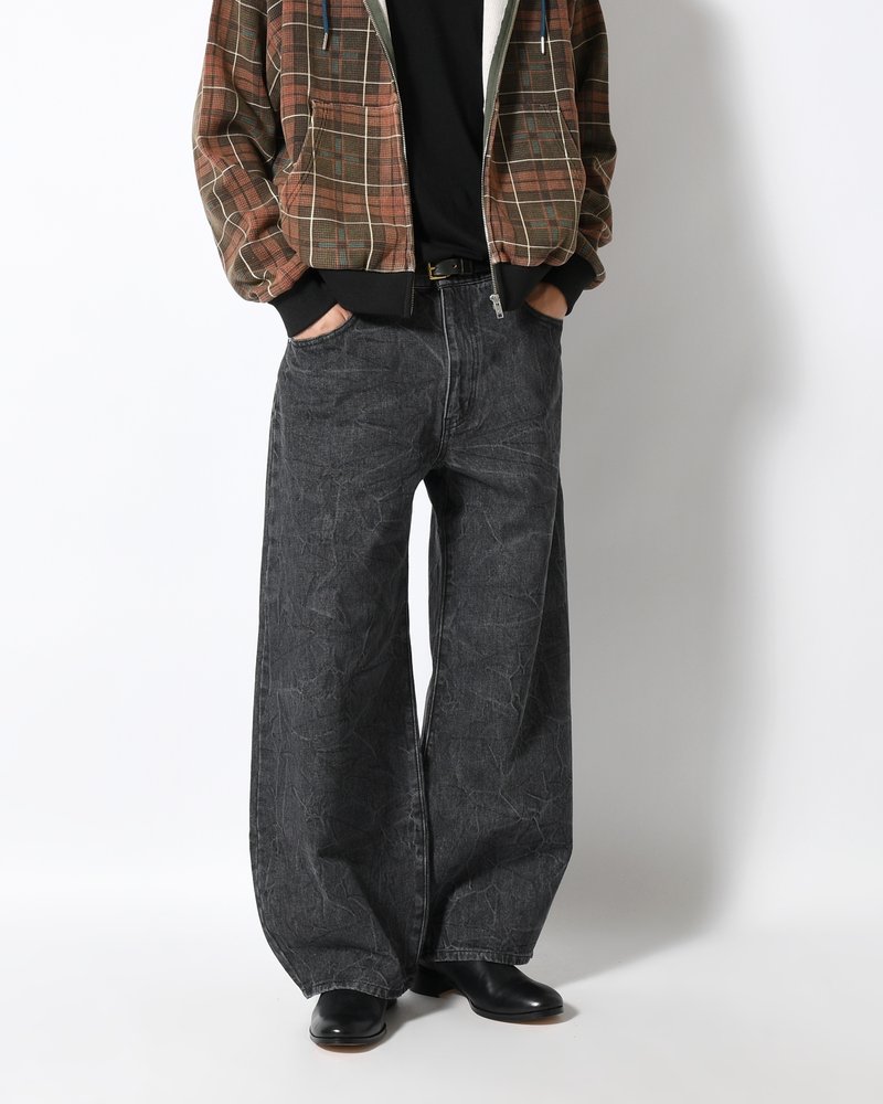 DENIM BALLOON TROUSER(WASHED) -BLACK-