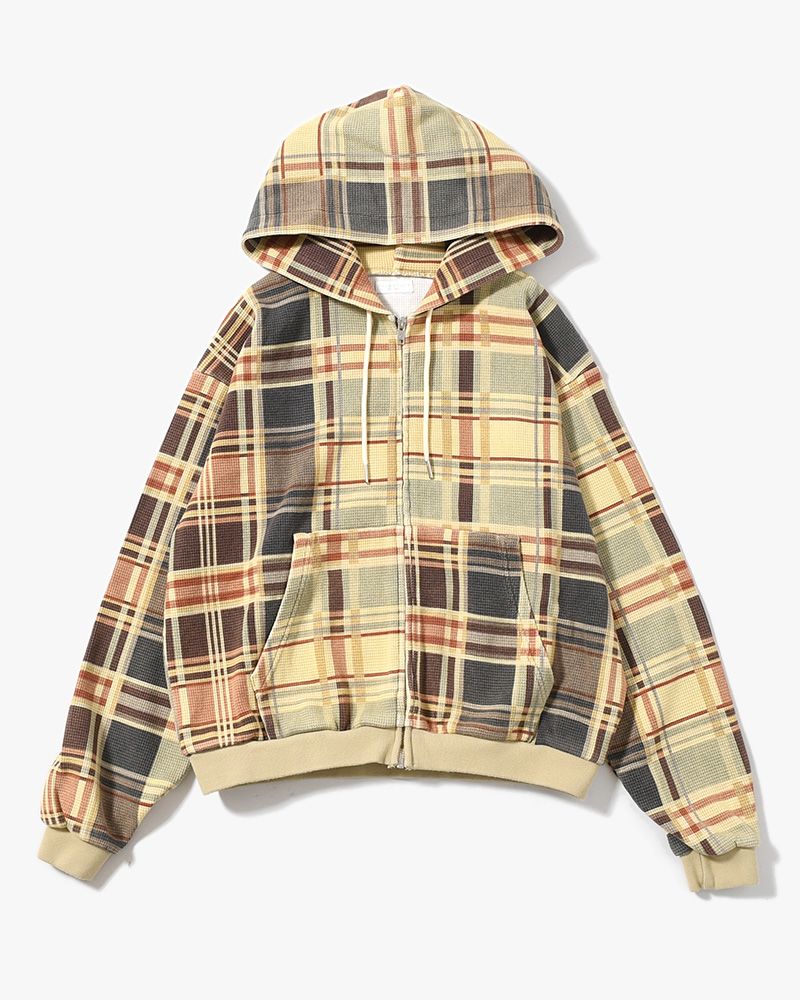 CROPPED THERMAL HOODIE -BEIGE-