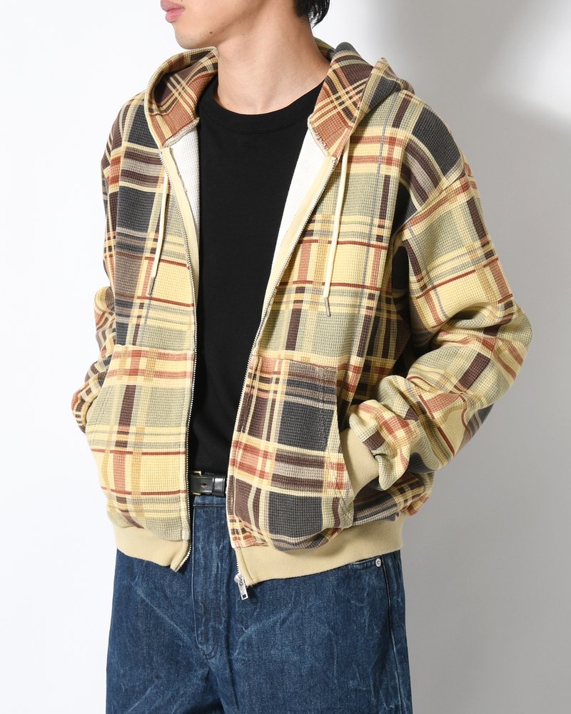 CROPPED THERMAL HOODIE -BEIGE-