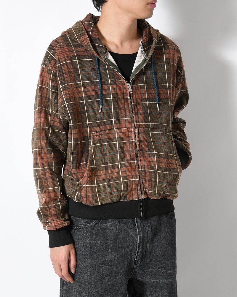 CROPPED THERMAL HOODIE -GREEN-