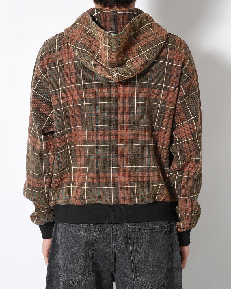 CROPPED THERMAL HOODIE -GREEN-