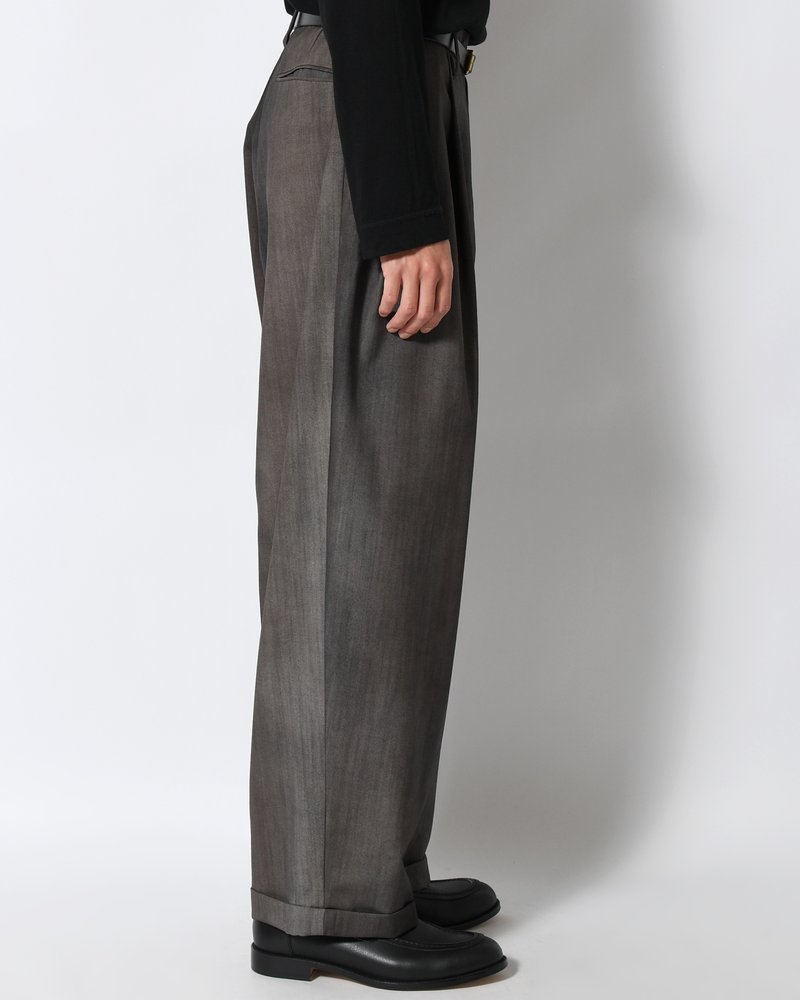 TWO TUCK TROUSERS Bishu Japan Flow dyeing FAB -SUMI-