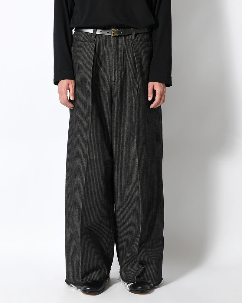 TUCK-BAGGY TYPE 3 Stripe Jacquard Denim One Wash -BLACK-