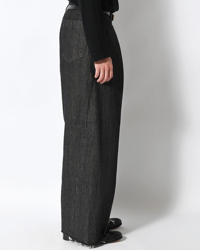 TUCK-BAGGY TYPE 3 Stripe Jacquard Denim One Wash -BLACK-