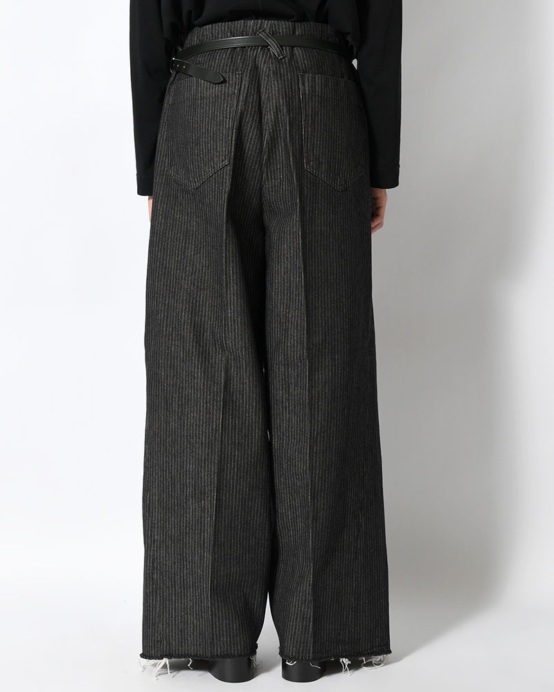 TUCK-BAGGY TYPE 3 Stripe Jacquard Denim One Wash -BLACK-
