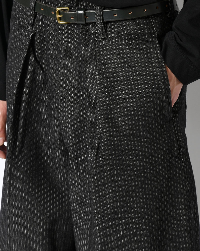 TUCK-BAGGY TYPE 3 Stripe Jacquard Denim One Wash -BLACK-