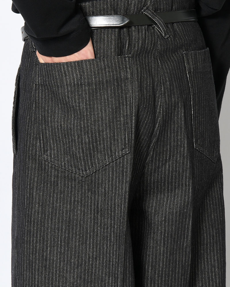 TUCK-BAGGY TYPE 3 Stripe Jacquard Denim One Wash -BLACK-