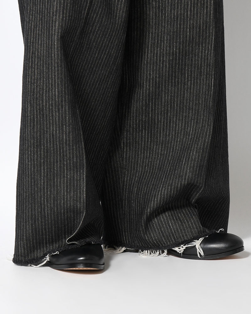 TUCK-BAGGY TYPE 3 Stripe Jacquard Denim One Wash -BLACK-