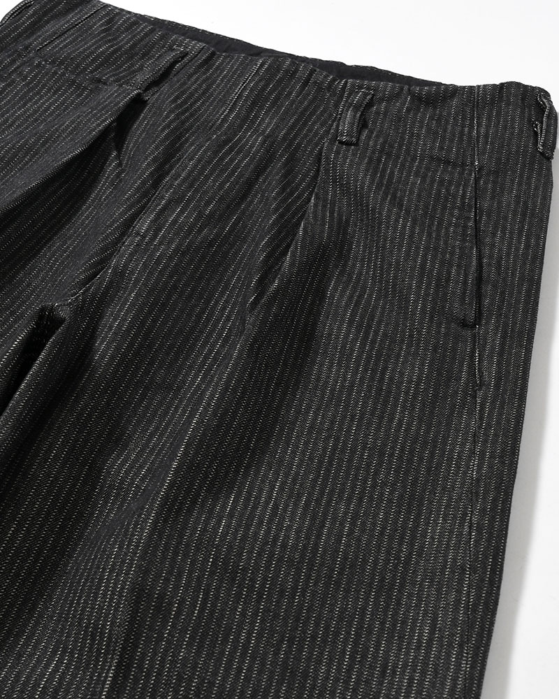 TUCK-BAGGY TYPE 3 Stripe Jacquard Denim One Wash -BLACK-