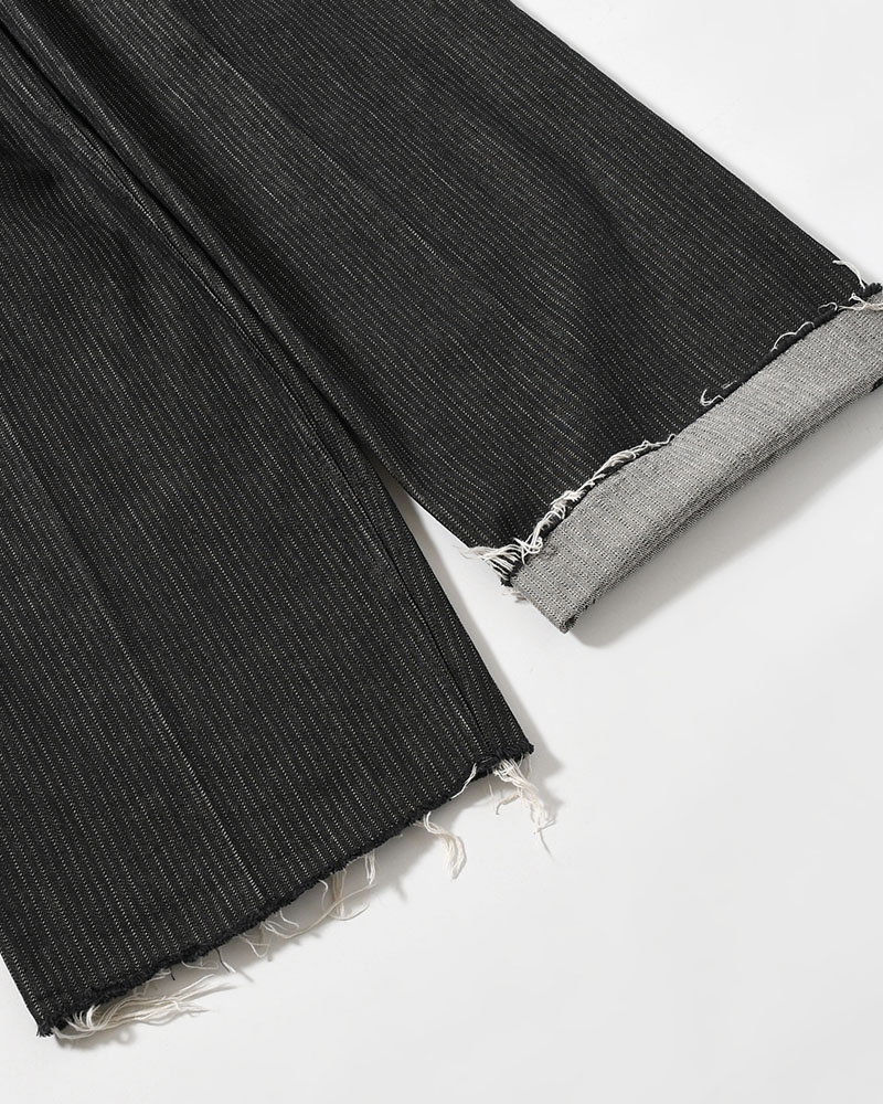 TUCK-BAGGY TYPE 3 Stripe Jacquard Denim One Wash -BLACK-