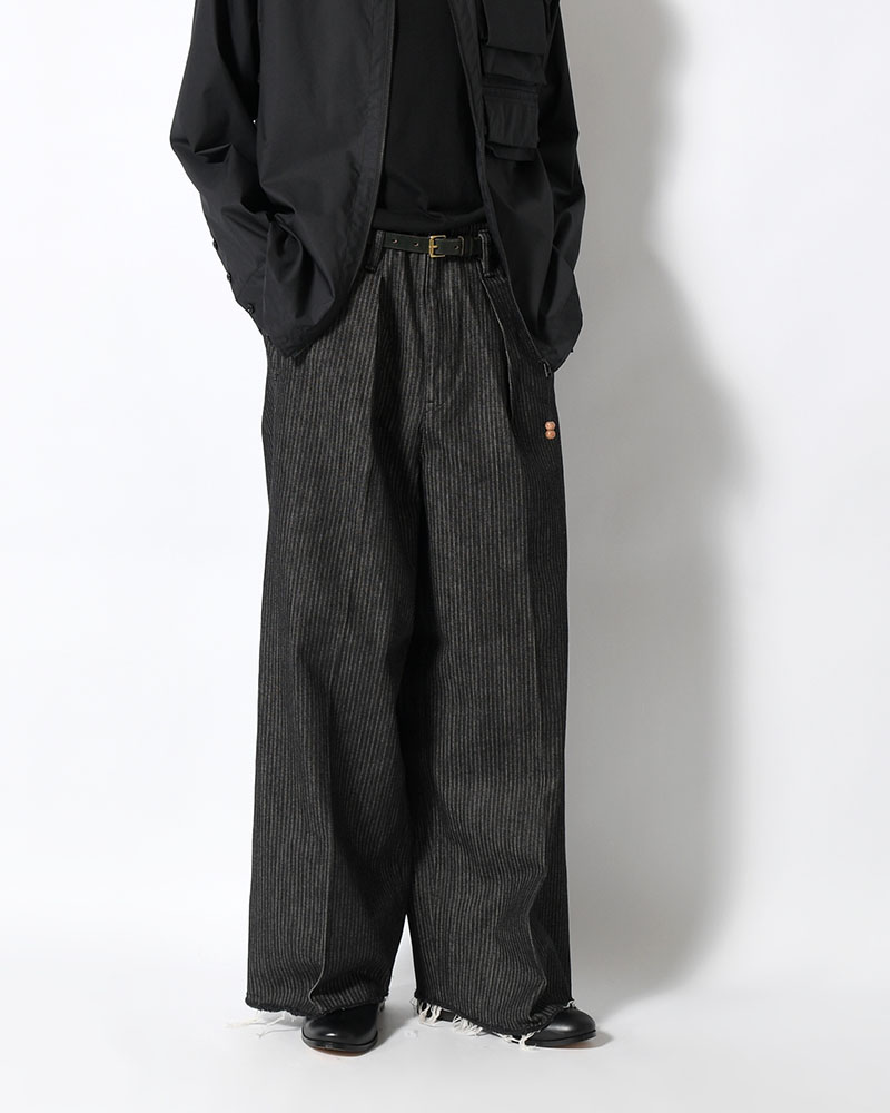 TUCK-BAGGY TYPE 3 Stripe Jacquard Denim One Wash -BLACK-