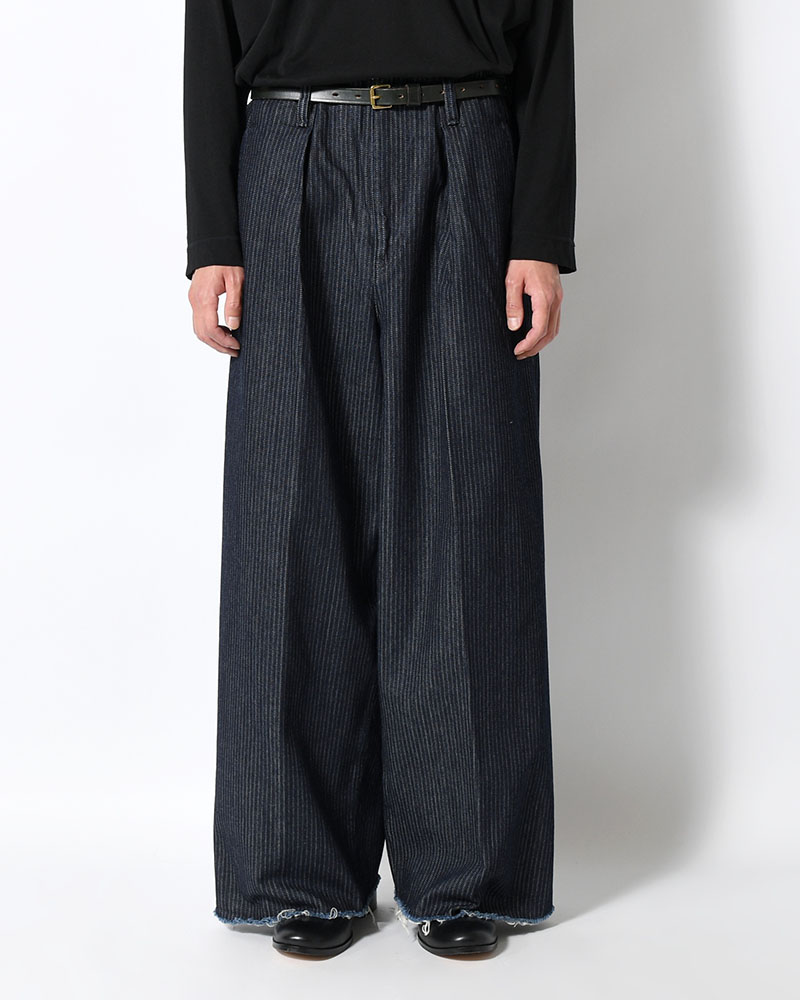 TUCK-BAGGY TYPE 3 Stripe Jacquard Denim One Wash -INDIGO-