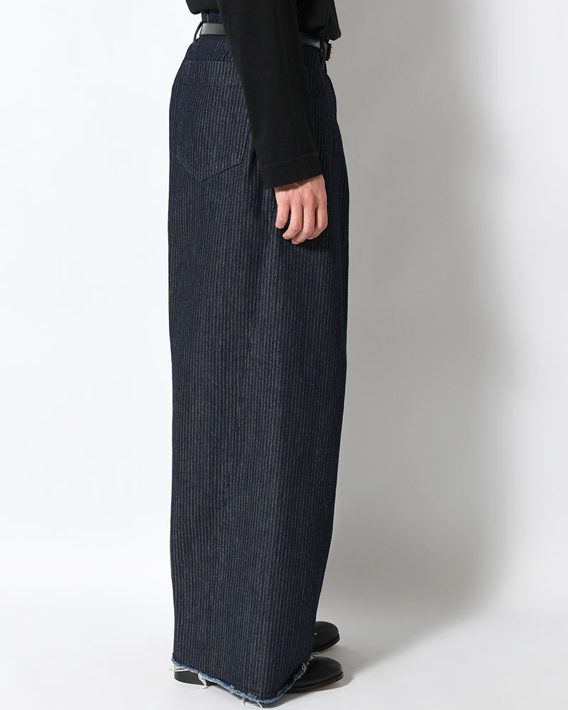 TUCK-BAGGY TYPE 3 Stripe Jacquard Denim One Wash -INDIGO-