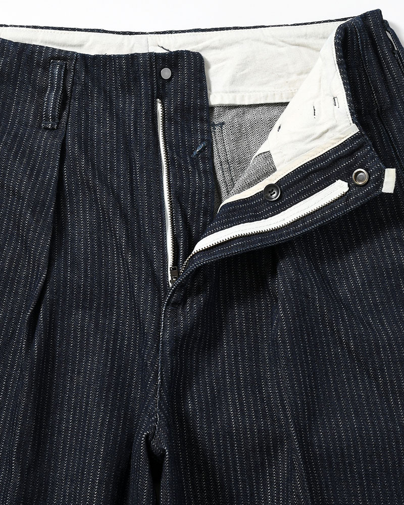 TUCK-BAGGY TYPE 3 Stripe Jacquard Denim One Wash -INDIGO-
