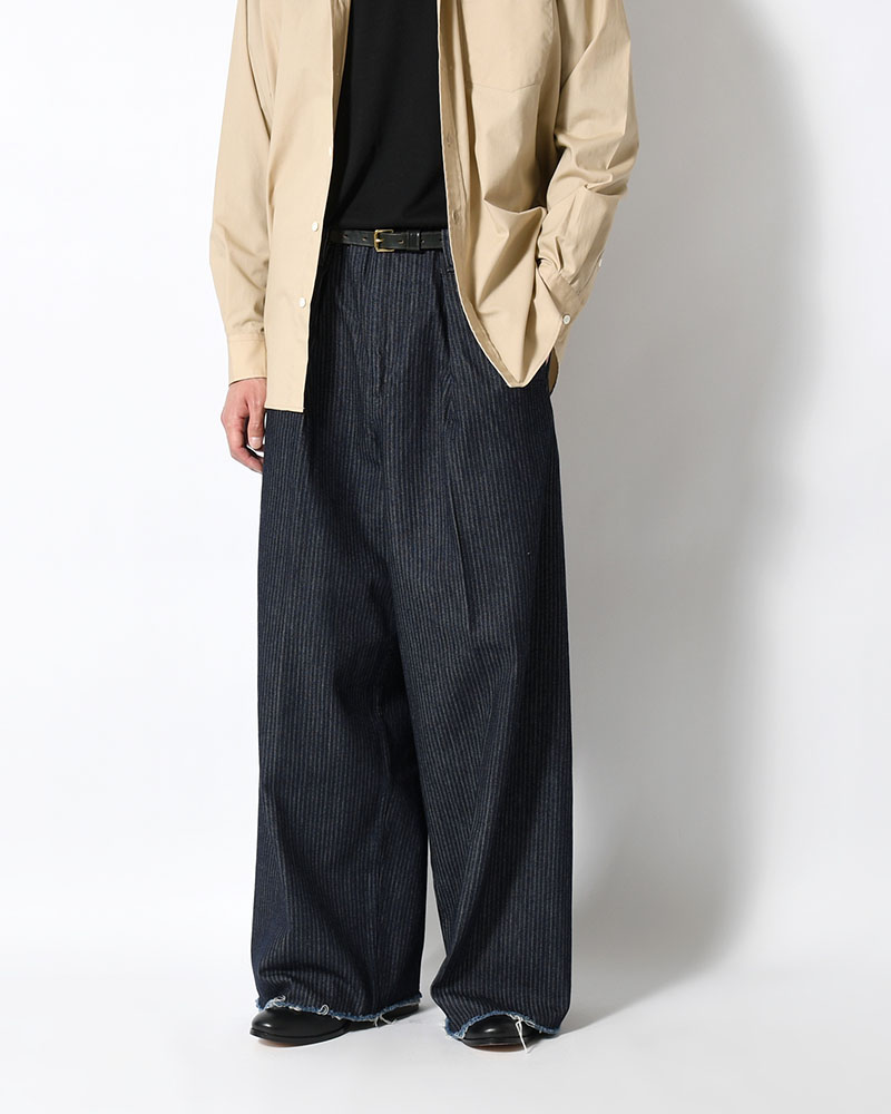 TUCK-BAGGY TYPE 3 Stripe Jacquard Denim One Wash -INDIGO-