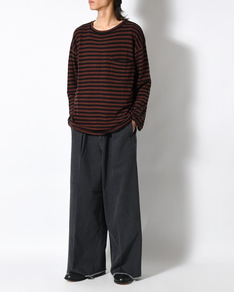 TUCK-BAGGY TYPE 3 Surface dyeing Denim -FADE BLACK-