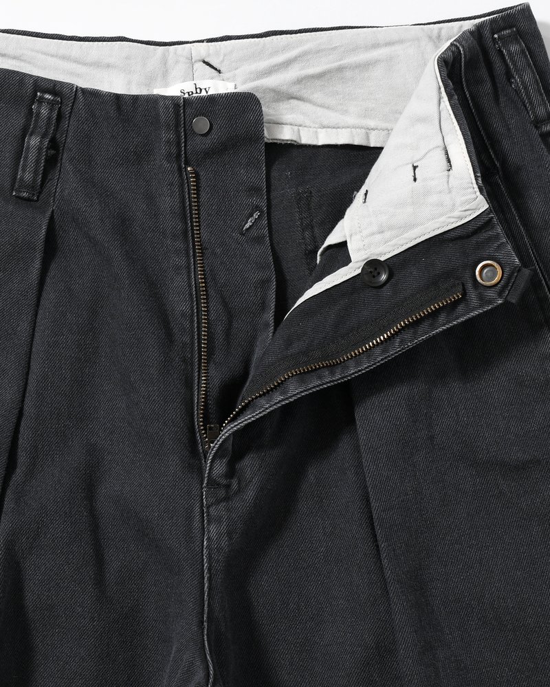 TUCK-BAGGY TYPE 3 Surface dyeing Denim -FADE BLACK-