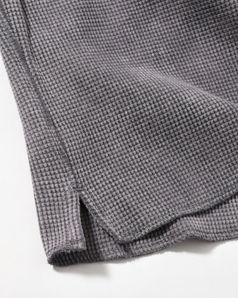 WAFFLE HENRY NECK SHIRTS Pigment Stone Wash -RUST GRAY-