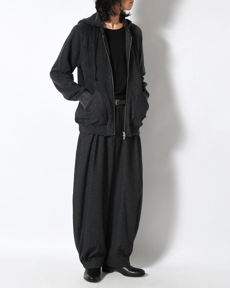 WAFFLE HOODIE Pigment Stone Wash -RUST BLACK-