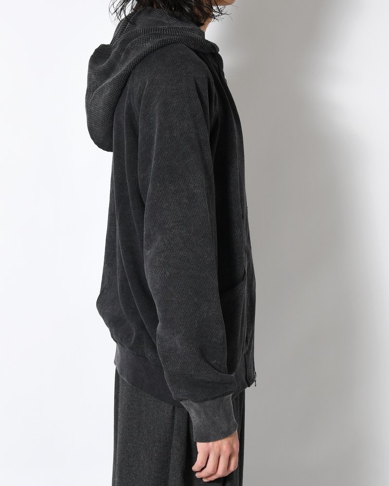 WAFFLE HOODIE Pigment Stone Wash -RUST BLACK-