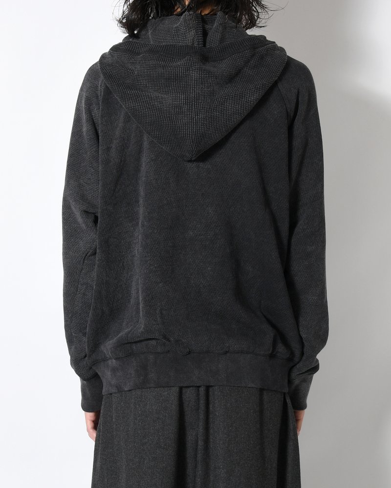 WAFFLE HOODIE Pigment Stone Wash -RUST BLACK-