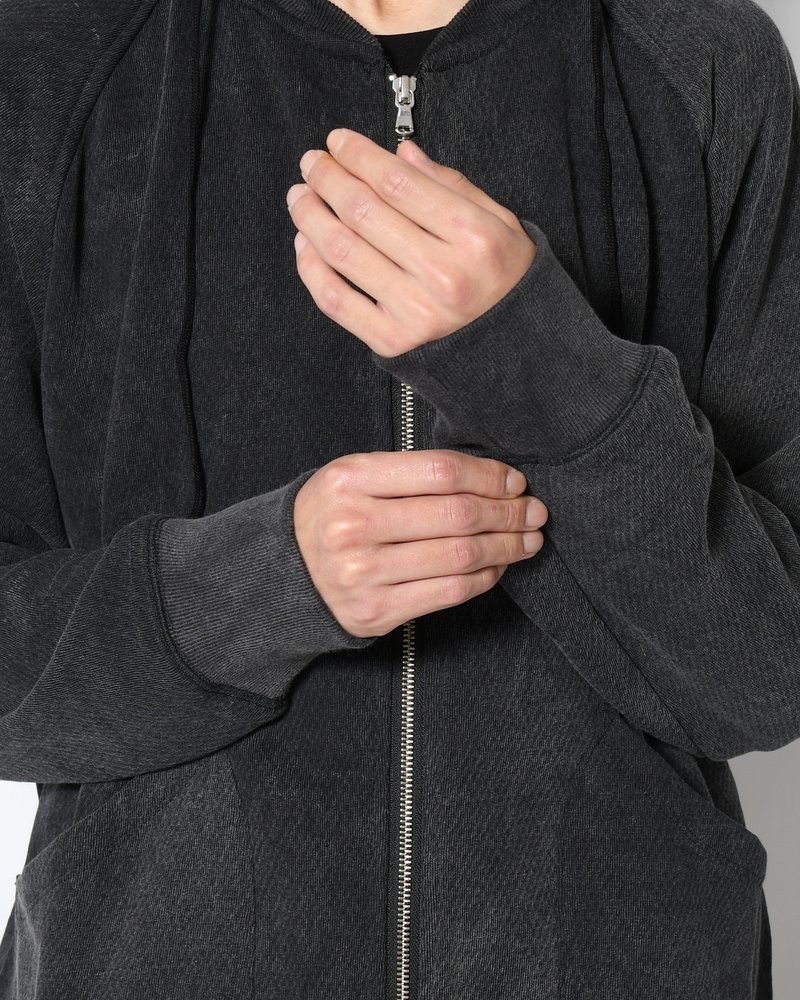 WAFFLE HOODIE Pigment Stone Wash -RUST BLACK-