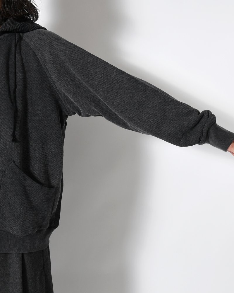 WAFFLE HOODIE Pigment Stone Wash -RUST BLACK-