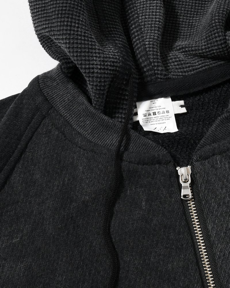 WAFFLE HOODIE Pigment Stone Wash -RUST BLACK-