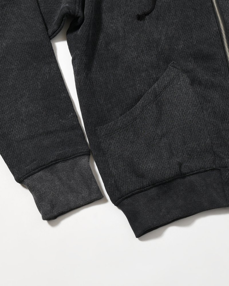 WAFFLE HOODIE Pigment Stone Wash -RUST BLACK-