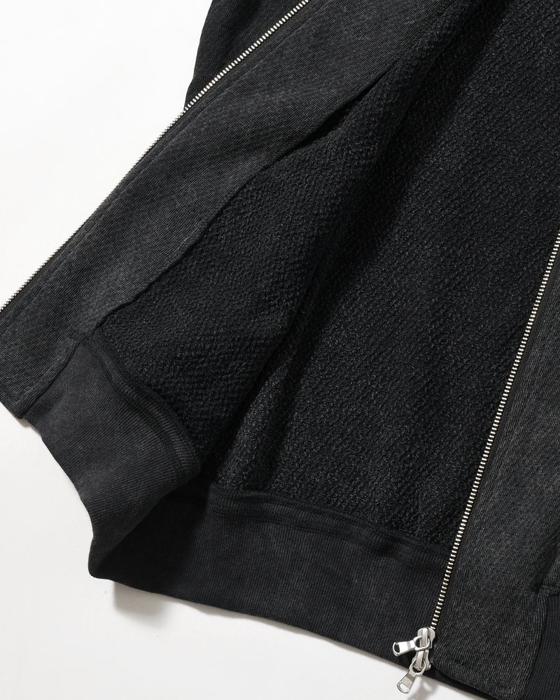 WAFFLE HOODIE Pigment Stone Wash -RUST BLACK-