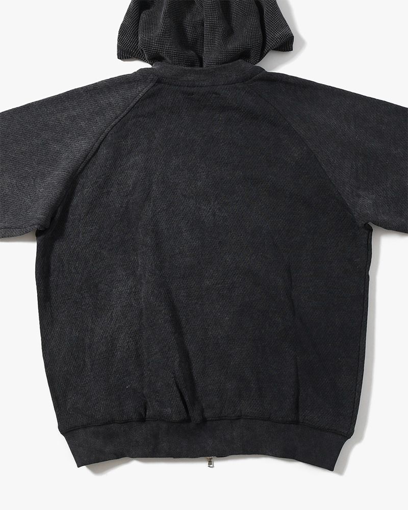 WAFFLE HOODIE Pigment Stone Wash -RUST BLACK-