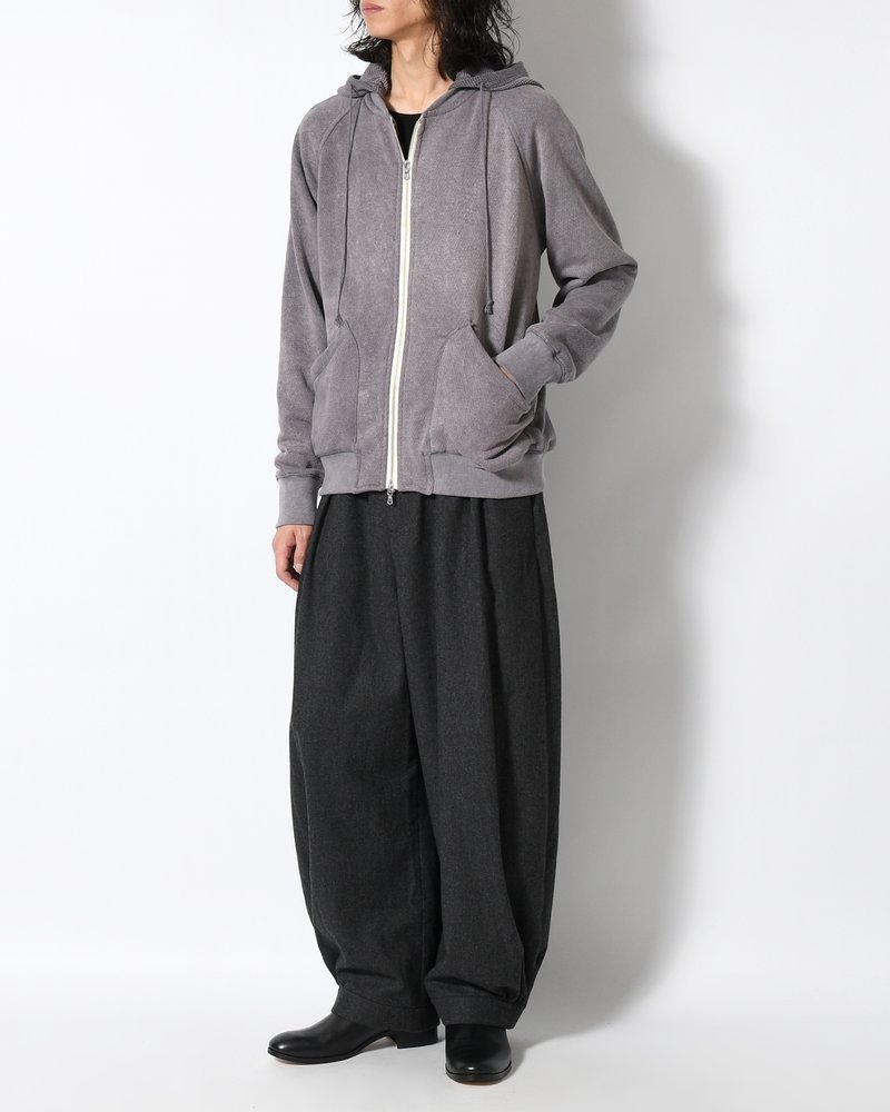 WAFFLE HOODIE Pigment Stone Wash -RUST GRAY-