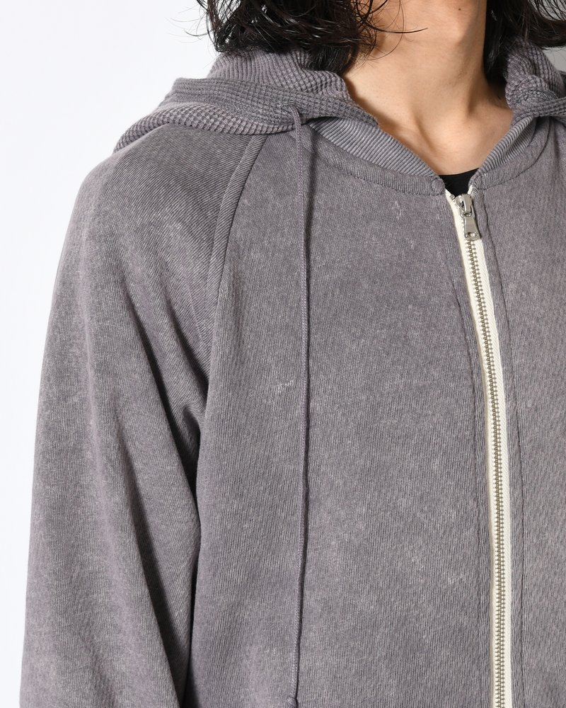 WAFFLE HOODIE Pigment Stone Wash -RUST GRAY-