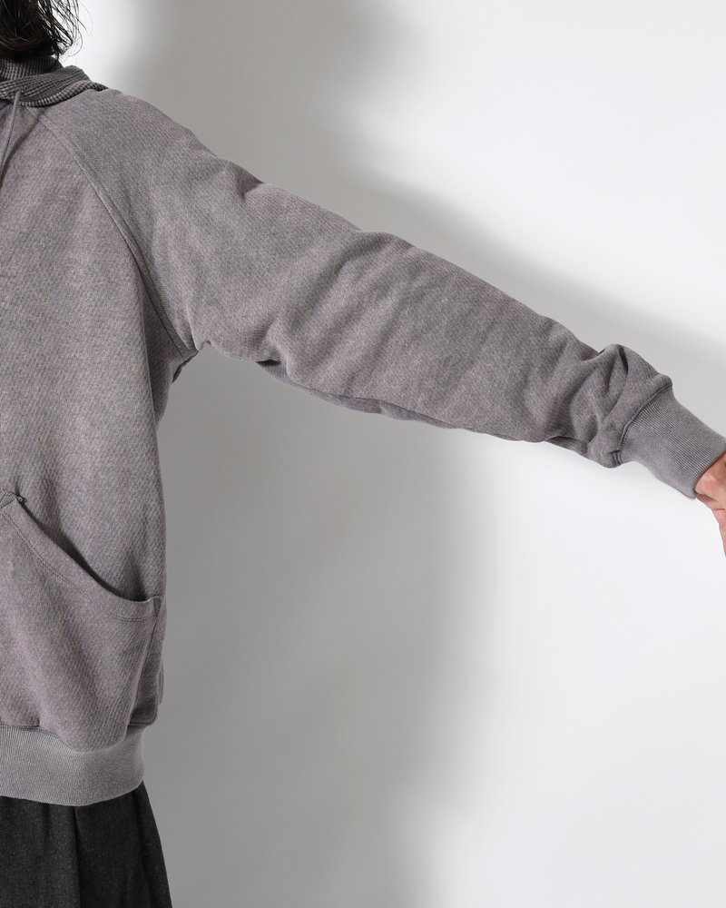 WAFFLE HOODIE Pigment Stone Wash -RUST GRAY-