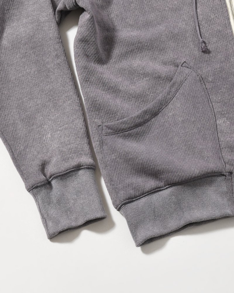 WAFFLE HOODIE Pigment Stone Wash -RUST GRAY-