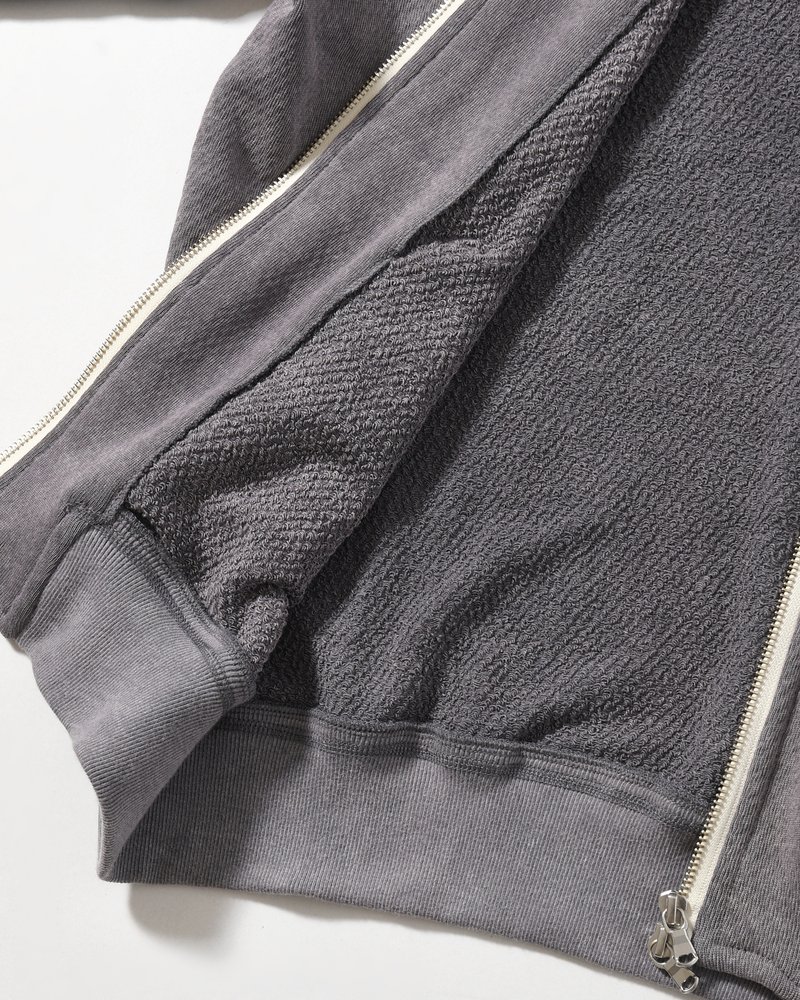 WAFFLE HOODIE Pigment Stone Wash -RUST GRAY-
