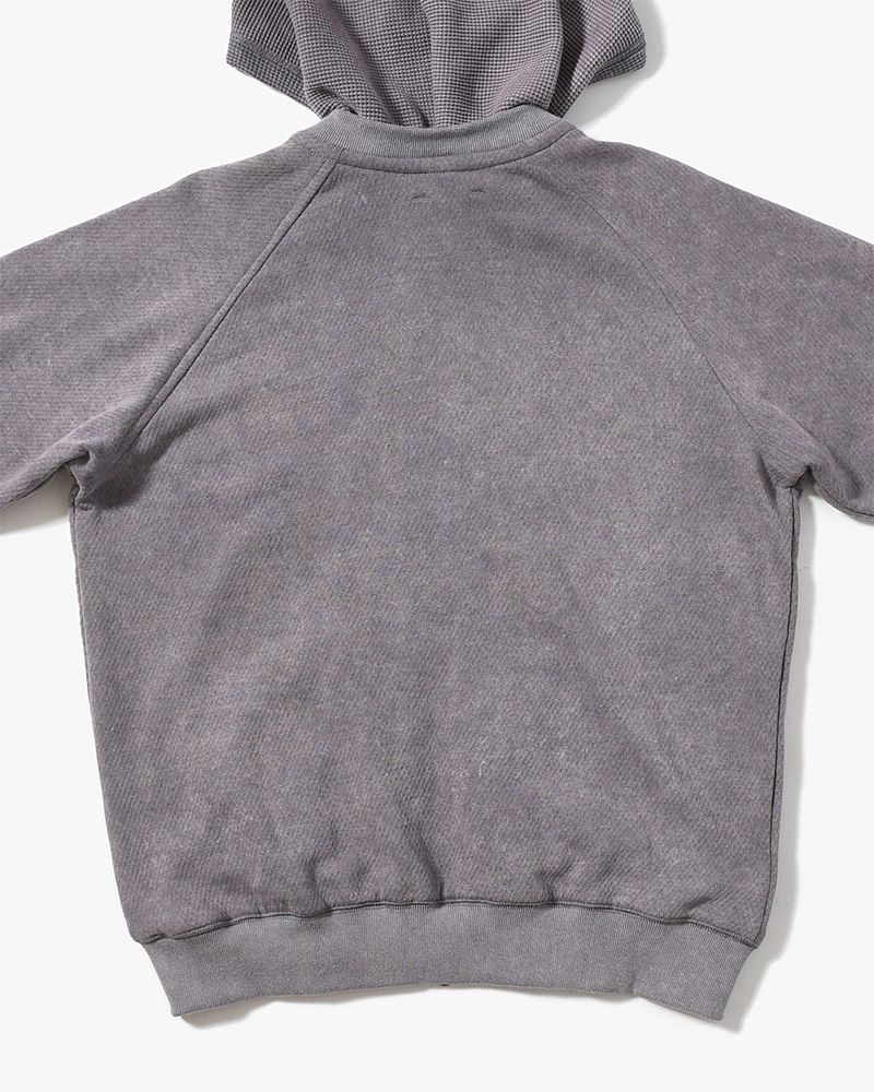 WAFFLE HOODIE Pigment Stone Wash -RUST GRAY-